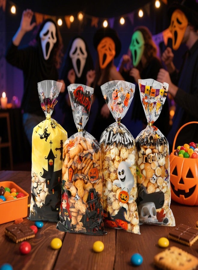 Bluckincle 100PCS Halloween Treat Bags,Halloween Candy Bags,Plastic Clear Goodie Bag with 100PCS Twists for Treat or Treating,Popcorn Snack Goodie cellophane Bag for Fall Party Supplies Favors - Image 5